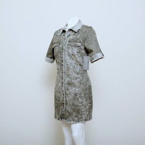 white christmas dresses Women's Color-Blocked Denim Dress – Wash Lab – washlabshop main image 0